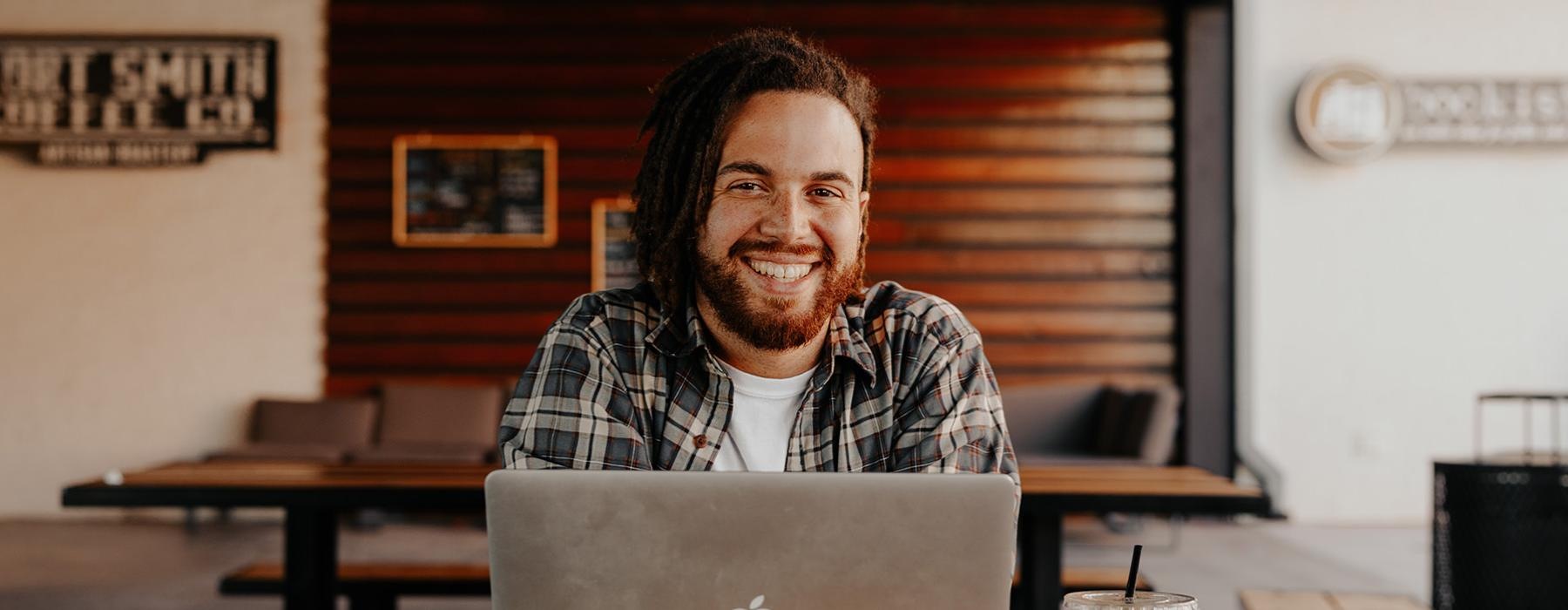 a man sitting at a desk